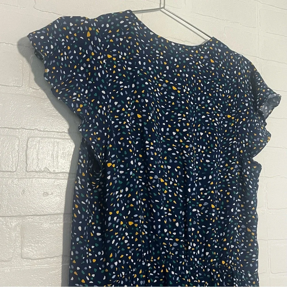 Banana Republic Womens Dress Navy Blue Flowy Rayon Dress Short Sleeves Medium